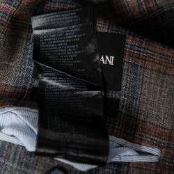 Pre Owned Giorgio Armani Grey Checkered Wool & Silk Single Breasted Blazer L