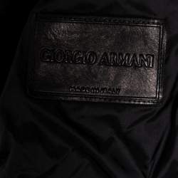 Pre Owned Giorgio Armani Black Textured Stretch Knit Single Breasted Blazer L