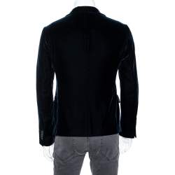 Pre Owned Giorgio Armani Midnight Blue Velvet Double Breasted Blazer M