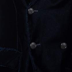 Pre Owned Giorgio Armani Midnight Blue Velvet Double Breasted Blazer M
