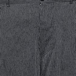 Pre Owned Giorgio Armani Navy Blue Striped Linen Wide Leg Pants L