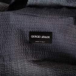 Pre Owned Giorgio Armani Navy Blue Striped Crinkled Cotton Button Front Shirt 3XL