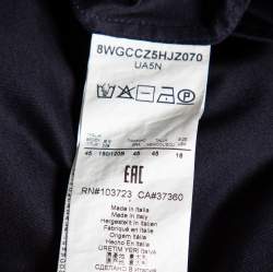 Pre Owned Giorgio Armani Navy Blue Stretch Cotton Zip Front Shirt 4XL