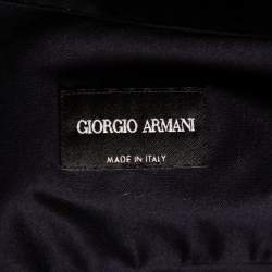 Pre Owned Giorgio Armani Navy Blue Stretch Cotton Zip Front Shirt 4XL