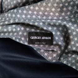 Pre Owned Giorgio Armani Grey Printed Cotton Button Front Shirt 4XL