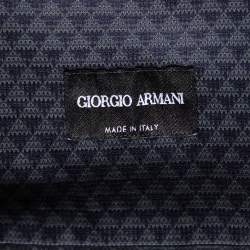 Giorgio Armani Navy Blue & Grey Printed Cotton Button Front Shirt 4XL