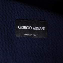 Pre Owned Giorgio Armani Navy Blue Crinkled Cotton Button Front Shirt 4XL