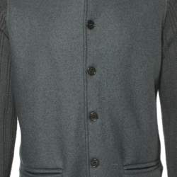 Giorgio Armani Grey Wool & Knit Sleeve Detail Button Front Jacket XL