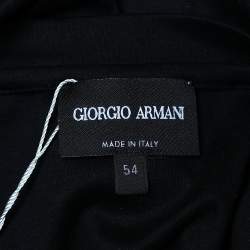 Pre Owned Giorgio Armani Black Logo Embroidered Cotton Knit Crewneck T-Shirt XXL