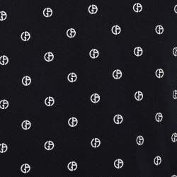 Pre Owned Giorgio Armani Navy Blue Allover Logo Printed Cotton Pique Polo T-Shirt XL