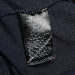 Pre Owned Giorgio Armani Navy Blue Allover Logo Printed Cotton Pique Polo T-Shirt XL