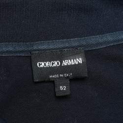 Pre Owned Giorgio Armani Navy Blue Allover Logo Printed Cotton Pique Polo T-Shirt XL