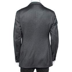 Giorgio Armani Grey Textured Cotton Single Breasted Upton Blazer XL