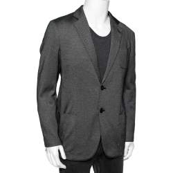 Giorgio Armani Grey Textured Cotton Single Breasted Upton Blazer XL