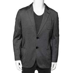 Giorgio Armani Grey Textured Cotton Single Breasted Upton Blazer XL