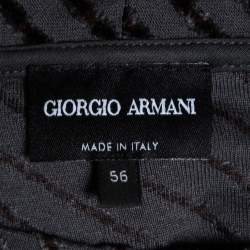 Giorgio Armani Grey Diagonal Stripe Textured Knit Short Sleeve T-Shirt 3XL