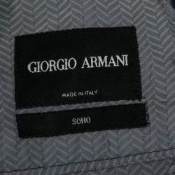 Pre Owned Giorgio Armani Grey Linen & Silk Single Breasted Blazer M