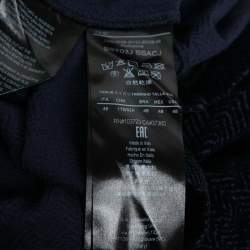Pre Owned Giorgio Armani Navy Blue Patterned Devore Round Neck T-Shirt M