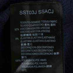 Pre Owned Giorgio Armani Navy Blue Patterned Devore Round Neck T-Shirt M