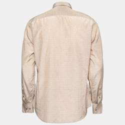 Giorgio Armani Beige Cotton & Silk Button Front Shirt XL