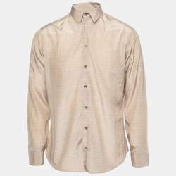 Giorgio Armani Beige Cotton & Silk Button Front Shirt XL