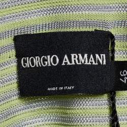 Giorgio Armani Green Striped Knit Long Sleeve Sweater S
