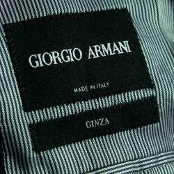 Pre Owned Giorgio Armani Navy Blue Textured Wool Ginza Blazer M