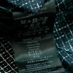 Pre Owned Giorgio Armani Navy Blue Textured Cotton Single-Breasted Upton Jacket M