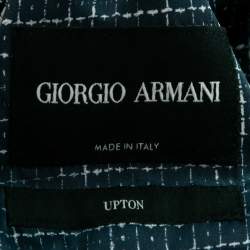 Pre Owned Giorgio Armani Navy Blue Textured Cotton Single-Breasted Upton Jacket M