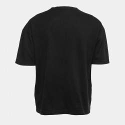 Pre Owned Giorgio Armani Black Cotton Knit Logo Detail Round Neck T-Shirt XL