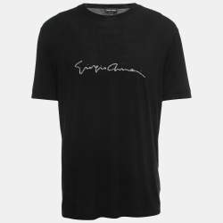 Giorgio Armani Black Knit Signature Logo Detail T-Shirt 4XL