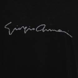 Giorgio Armani Black Knit Signature Logo Detail T-Shirt 4XL