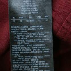 Pre Owned Giorgio Armani Burgundy Cotton Knit Logo Detail Round Neck T-Shirt XL