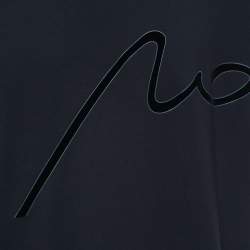 Pre Owned Giorgio Armani Navy Blue Flocked Logo Detail Modal Knit T-Shirt 3XL