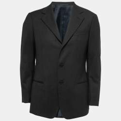 Armani Collezioni Charcoal Grey Wool Single Breasted Blazer L