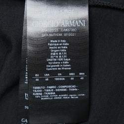 Pre Owned Giorgio Armani Black Cotton Signature Embroidered Crew Neck T Shirt S
