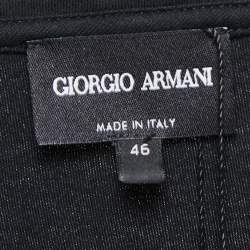 Pre Owned Giorgio Armani Black Cotton Signature Embroidered Crew Neck T Shirt S