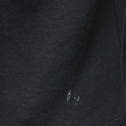 Pre Owned Giorgio Armani Black Cotton Signature Embroidered Crew Neck T Shirt S