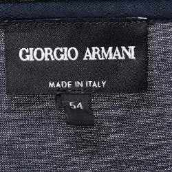 Pre Owned Giorgio Armani Navy Blue Cotton Logo Patch Detail T-Shirt 2XL
