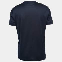 Pre Owned Giorgio Armani Navy Blue Cotton Logo Patch Detail T-Shirt 2XL