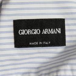 Giorgio Armani Blue Striped Cotton Button Front Shirt L