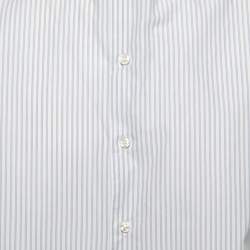 Giorgio Armani Blue Striped Cotton Button Front Shirt L