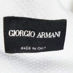 Pre Owned Giorgio Armani White Cotton Jacquard Stand Collar Shirt M