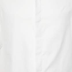 Pre Owned Giorgio Armani White Cotton Jacquard Stand Collar Shirt M