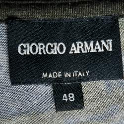 Pre Owned Giorgio Armani Dark Green & Navy Blue Knit Abstract Print T Shirt M