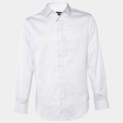 Giorgio Armani Purple & White Striped Cotton Shirt M