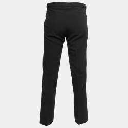 Giorgio Armani Black Crepe Straight Fit Pants L