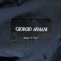 Giorgio Armani Navy Blue Lyocell & Silk Button Front Shirt L