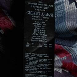 Giorgio Armani Blue Geometric Pattern Linen Blend Shorts L