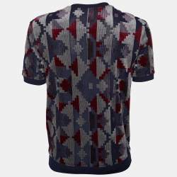 Giorgio Armani Multicolor Geometric Pattern Devore T-Shirt S